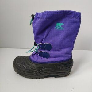Sorel Unisex Kids Youth Super Trooper Snow Boots Size 3 Purple Black